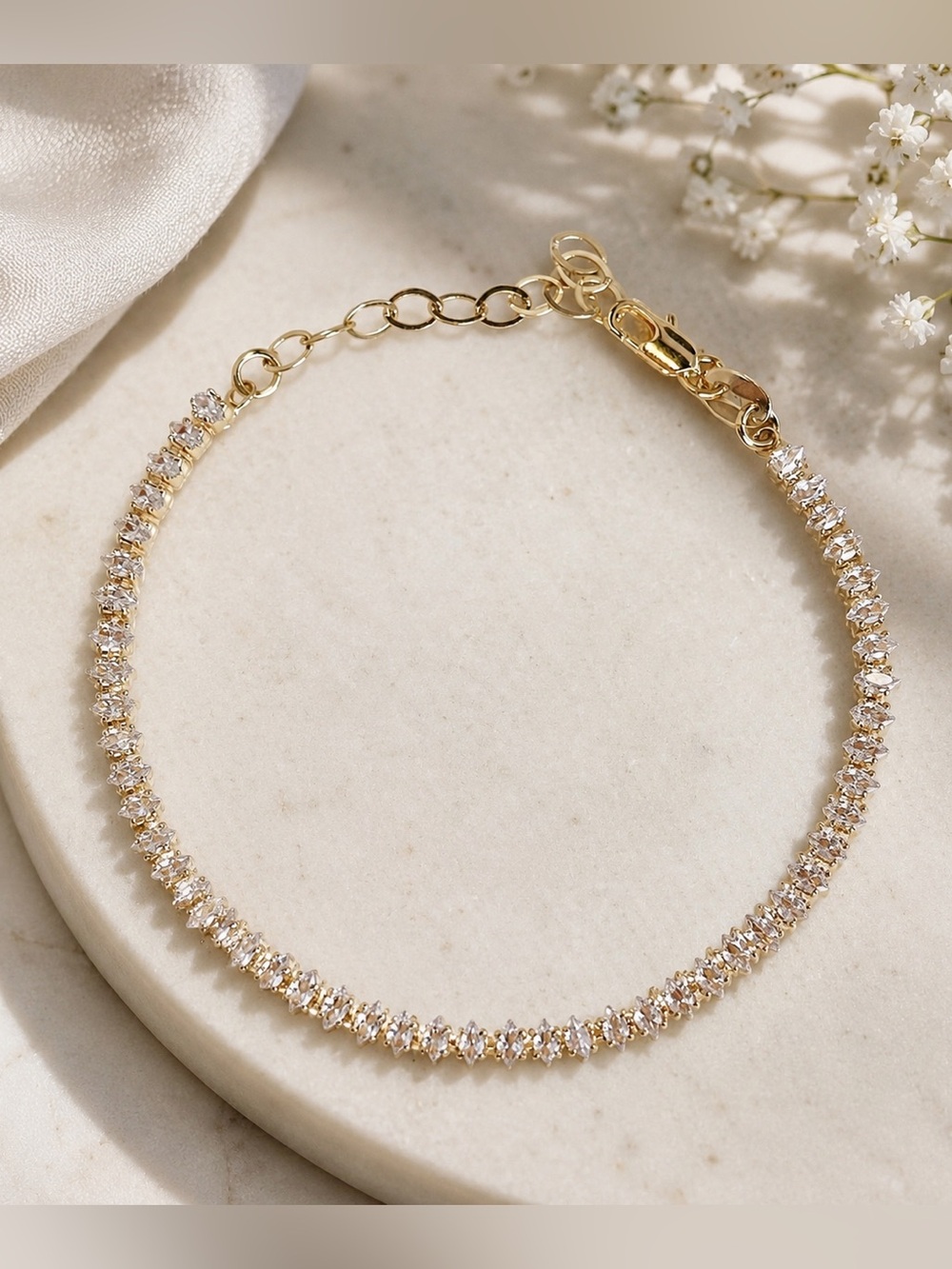 18K Gold Filled 4mm Marquise Tennis Bracelet